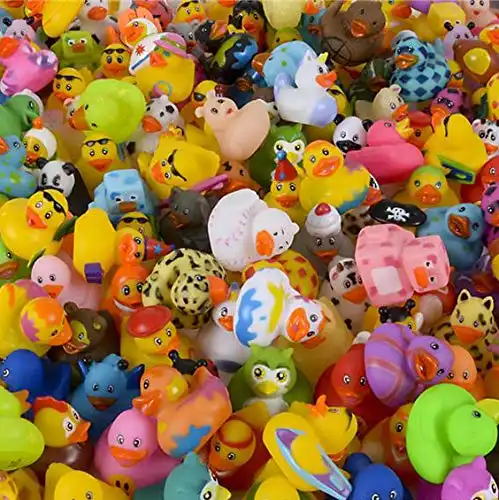 Assortment Rubber Duck Toy Duckies for Kids, Bath Birthday Gifts Baby Showers Classroom Incentives, Summer Beach and Pool Activity, 2" (25-Pack)