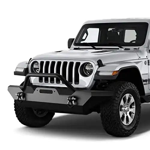KYX Front Bumper  Wrangler JL Off-Road Rock Crawler, Bull Bar, Grille Guard with Winch Plate, and D-rings