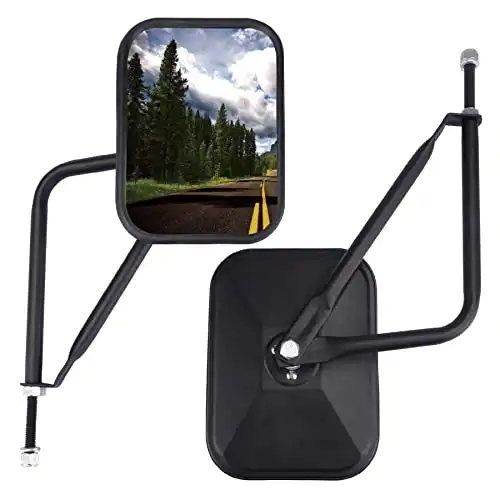 JUSTTOP Mirrors Doors Off, Side View Mirrors for Jeep Wrangler CJ YJ TJ JK JL & Unlimited，Quicker Install Door Hinge Mirror for Safe Doors Off Driving, Car Exterior Accessories- 2Pack