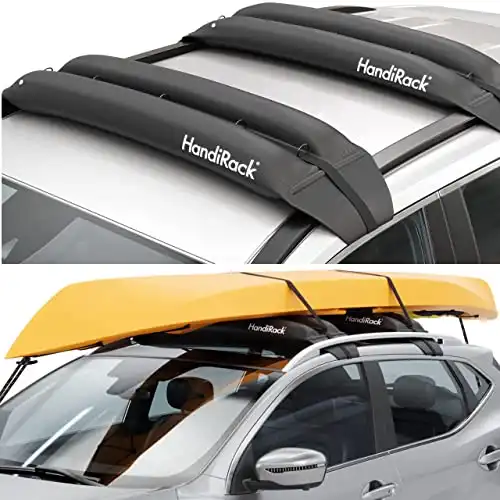 HandiRack - Universal Inflatable Soft Roof Rack - Car and SUV Carrier to Haul Kayaks, Canoes, Surfboards and SUPs - Tie Down Straps and Bow and Stern Lines Included