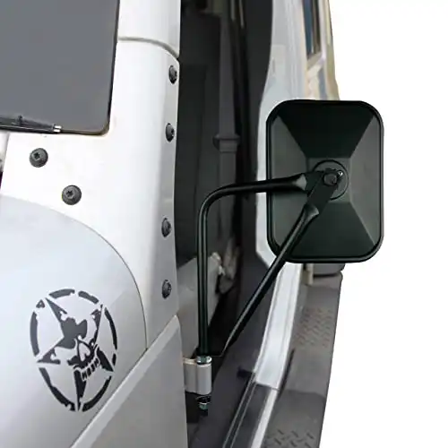 Jeep Mirrors JK JL TJ YJ CJ. Easy-Install Adventure Mirrors + Bonus Product. Improved Design. For ALL Jeep Wrangler. Quicker install door hinge mirror for safe doors off driving.